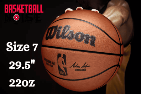 What are the dimensions and size of basketball used in NBA